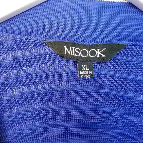 Misook Knit Jacket Cobalt Blue White Contrast Trim Pockets Size XL - Picture 8 of 9